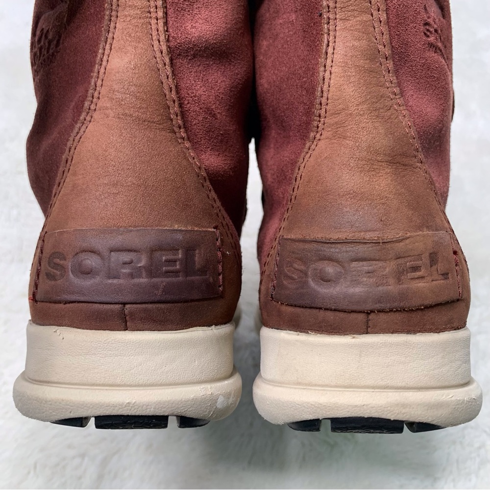 Sorel Women's Red Grey Explorer Joan Redwood Felt Waterproof Winter Boot Size 7 - Picture 11 of 13
